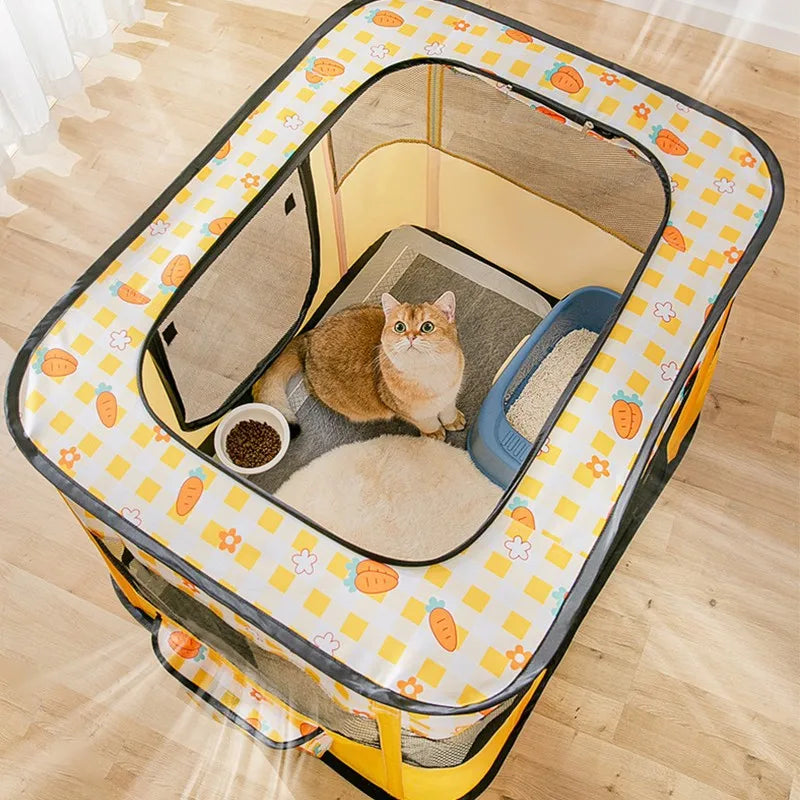 Pet Cage Portable Pet Tent Folding Dog House Cage Cat Tent Playpen Puppy Kennel Easy Operation Octagonal Fence Large Dogs House