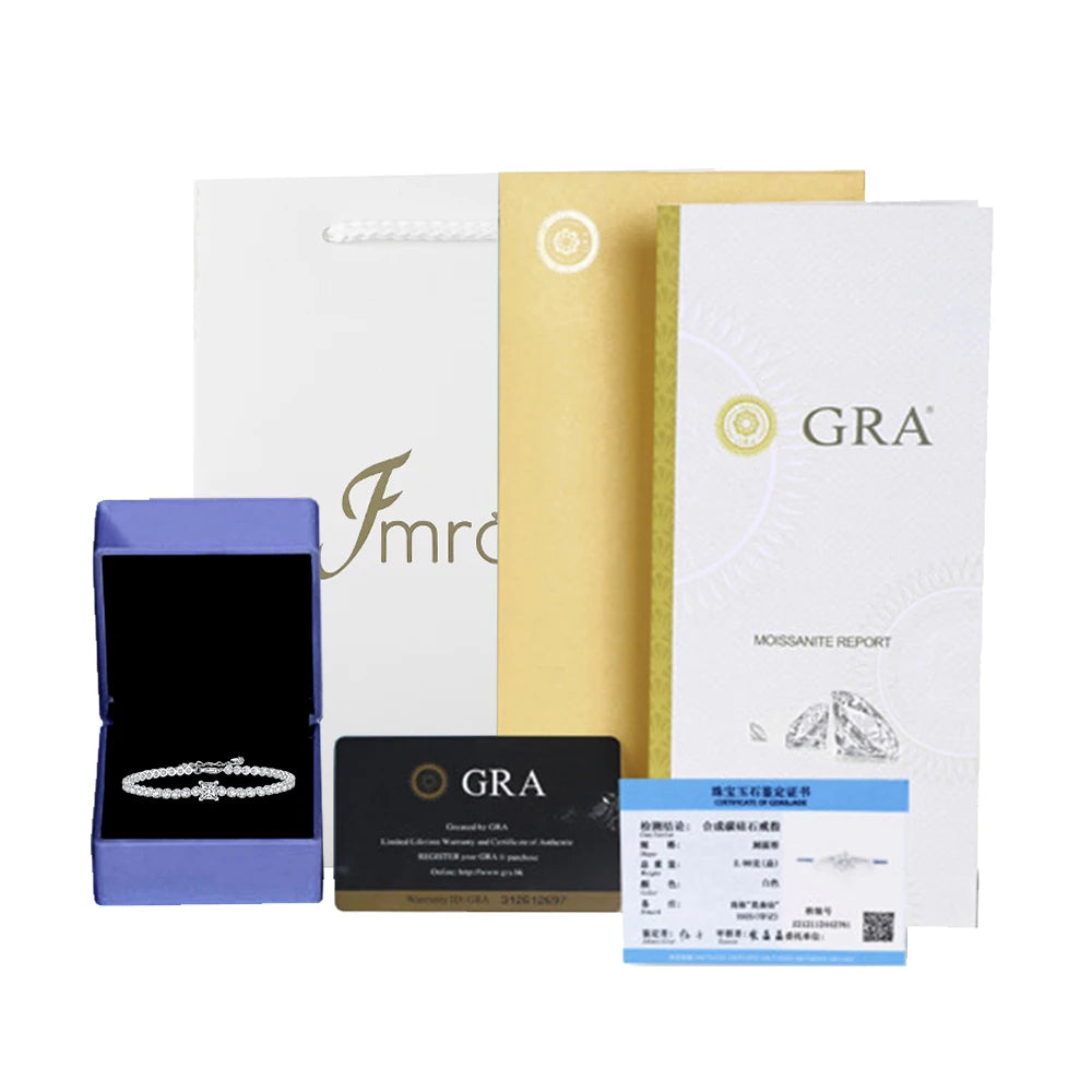 ARTIMINA Moissanite Tennis Bracelet Original s925 Sterling Silver Plated 18k White Gold With GRA Bracelets for Women Man