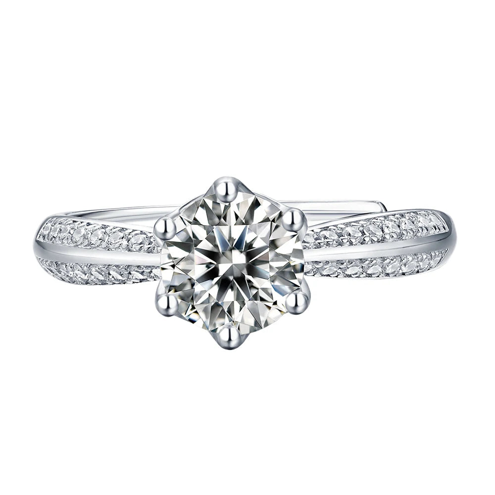 Moissanite Sparking Rounded Open End Rings Women 925 Sterling Silver Wedding Band No Fade Ring