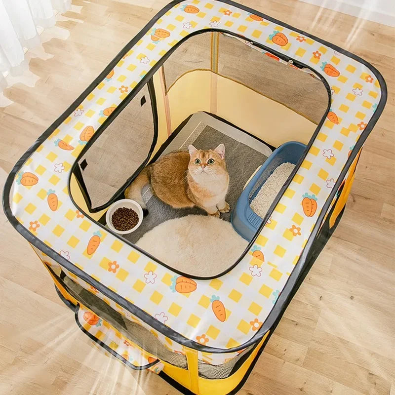 Pet Cage Portable Pet Tent Folding Dog House Cage Cat Tent Playpen Puppy Kennel Easy Operation Octagonal Fence Large Dogs House