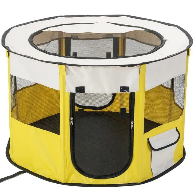 Pet Cage Portable Pet Tent Folding Dog House Cage Cat Tent Playpen Puppy Kennel Easy Operation Octagonal Fence Large Dogs House