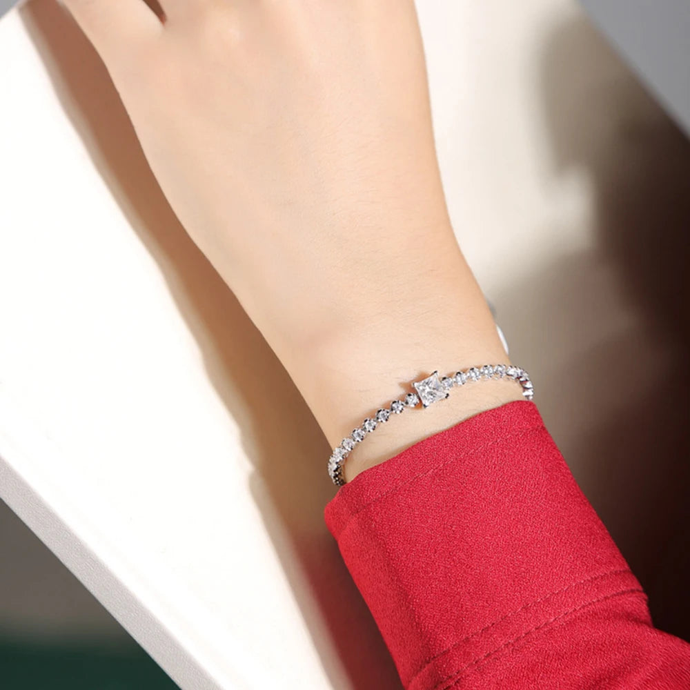 ARTIMINA Moissanite Tennis Bracelet Original s925 Sterling Silver Plated 18k White Gold With GRA Bracelets for Women Man