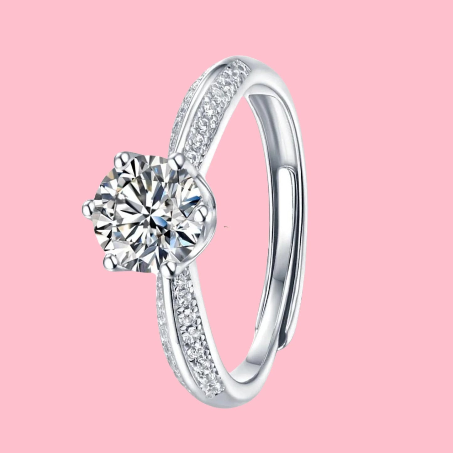 Moissanite Sparking Rounded Open End Rings Women 925 Sterling Silver Wedding Band No Fade Ring