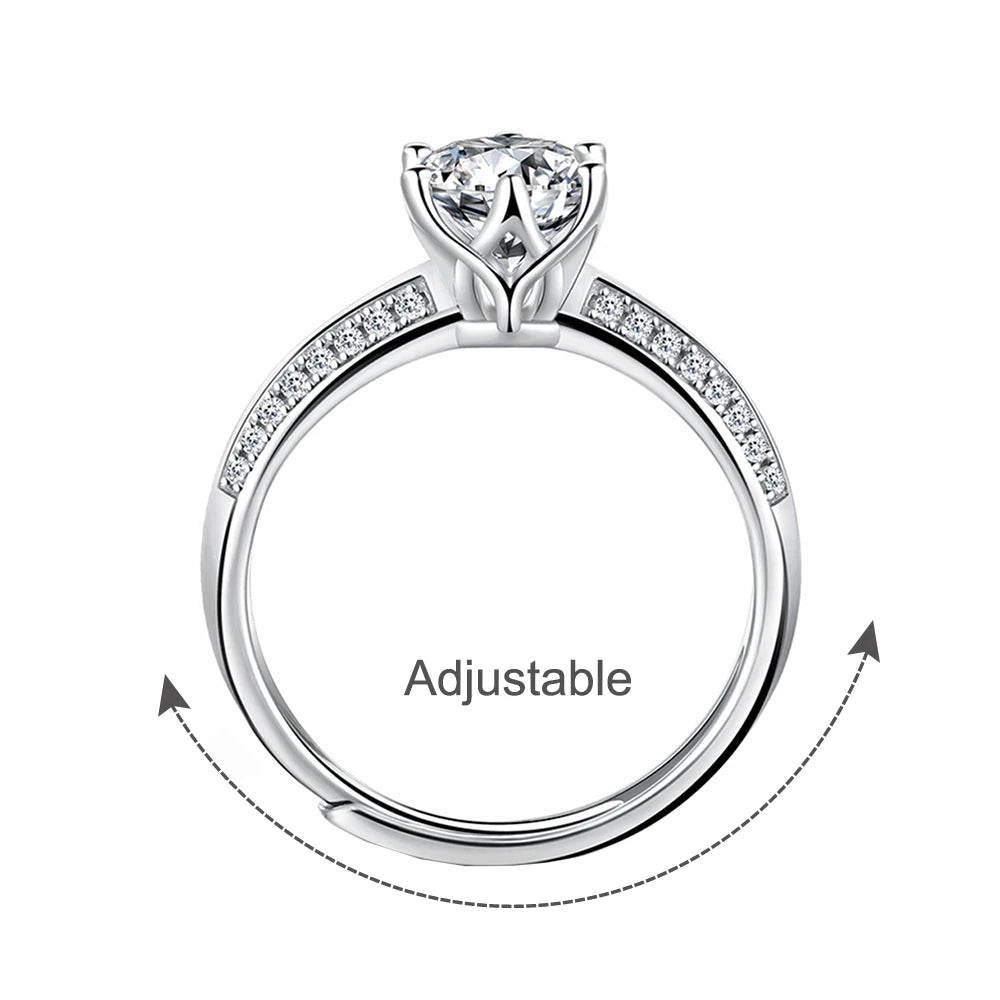 Moissanite Sparking Rounded Open End Rings Women 925 Sterling Silver Wedding Band No Fade Ring