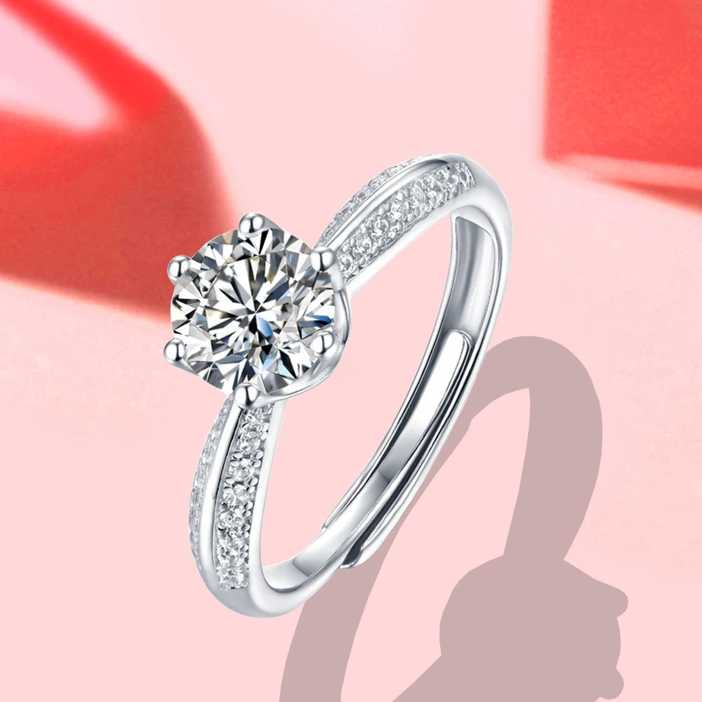 Moissanite Sparking Rounded Open End Rings Women 925 Sterling Silver Wedding Band No Fade Ring