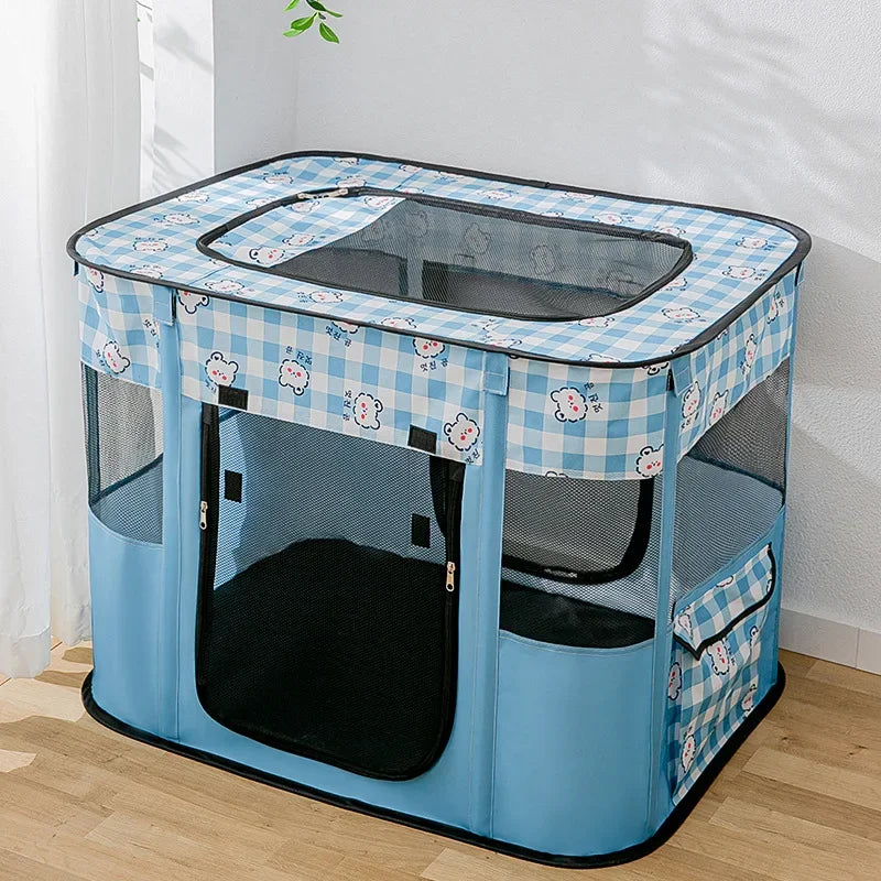 Pet Cage Portable Pet Tent Folding Dog House Cage Cat Tent Playpen Puppy Kennel Easy Operation Octagonal Fence Large Dogs House