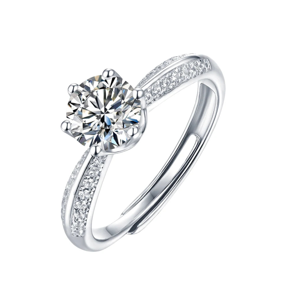 Moissanite Sparking Rounded Open End Rings Women 925 Sterling Silver Wedding Band No Fade Ring