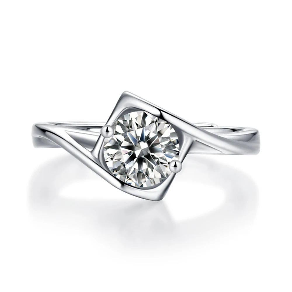 Angel Kiss Moissanite Open End Ring Women 925 Sterling Silver Wedding Band No Fade Rings