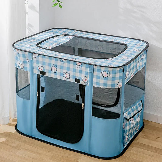 Pet Cage Portable Pet Tent Folding Dog House Cage Cat Tent Playpen Puppy Kennel Easy Operation Octagonal Fence Large Dogs House