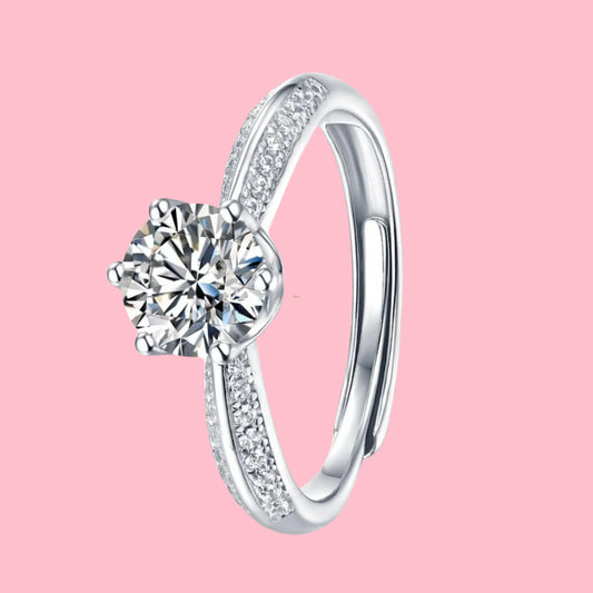 Moissanite Sparking Rounded Open End Rings Women 925 Sterling Silver Wedding Band No Fade Ring