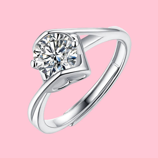 Angel Kiss Moissanite Open End Ring Women 925 Sterling Silver Wedding Band No Fade Rings
